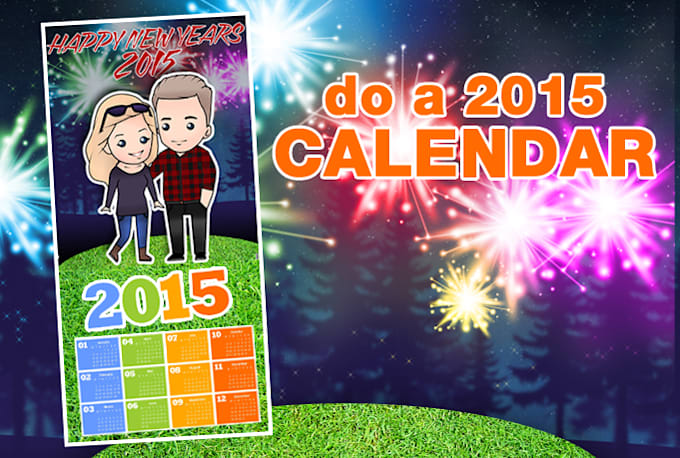 do a New Year greeting card or calendar caricature