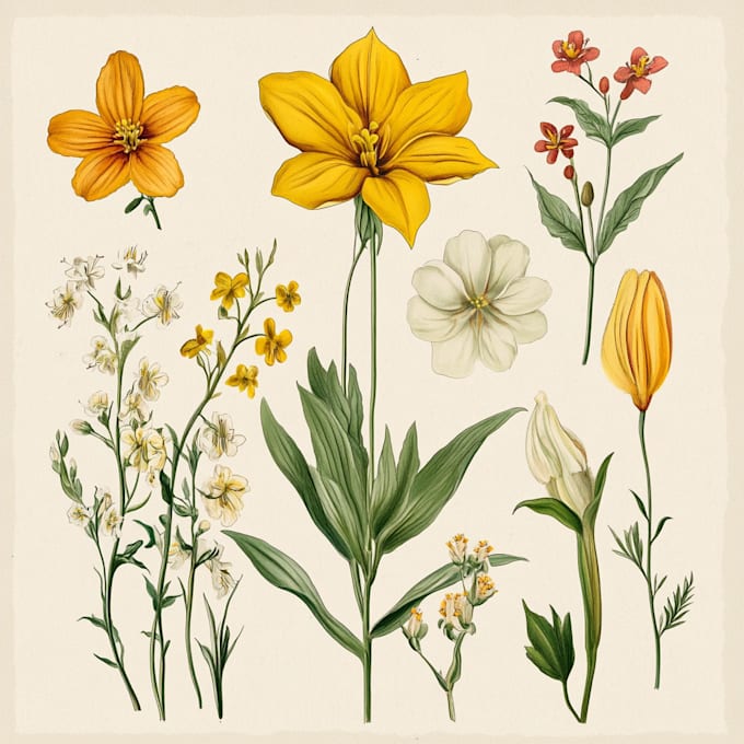draw botanical and flower beautifully