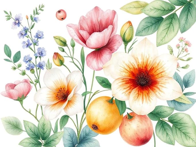 make a floral drawing or a watercolor botanical illustration