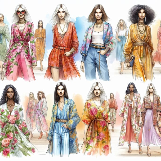 Draw fashion illustration or clip art in watercolor style by Mariorter ...