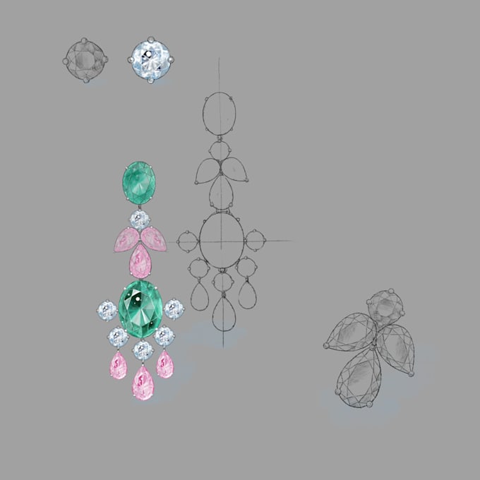 draw and design jewelry sketches with 2d