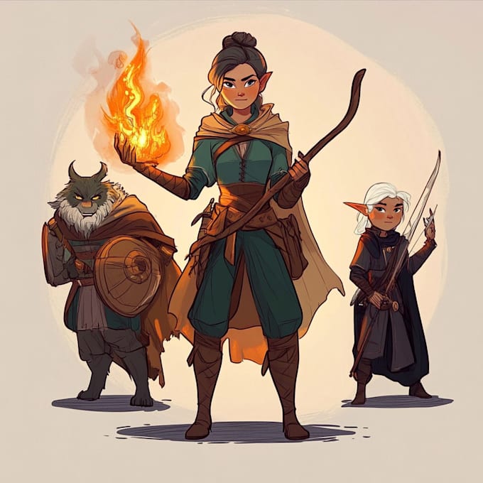 create dnd fantasy character design in rpg cartoon style