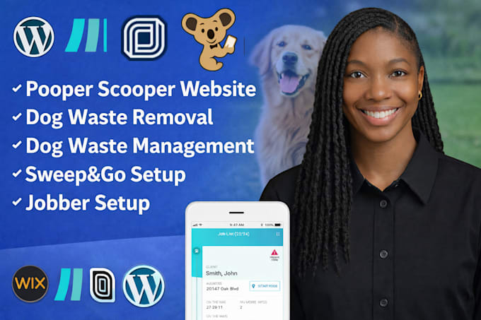 do poop scooper website, pet care website, dog walker, jobber, bookingkoala