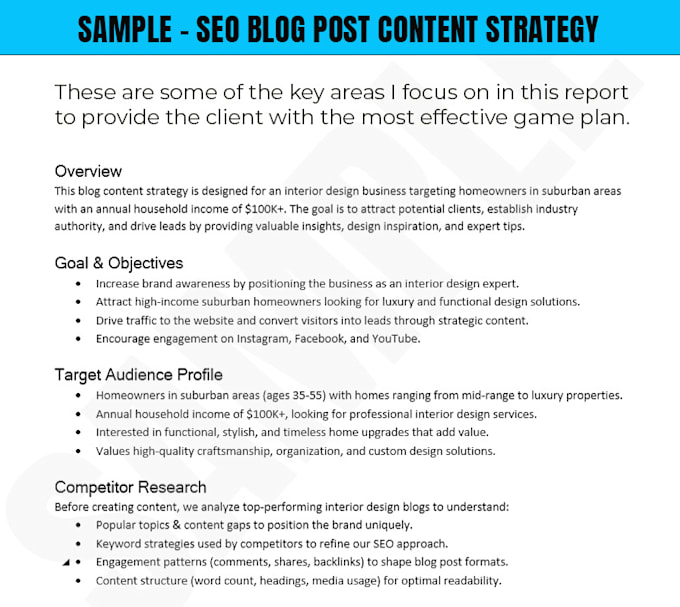 create SEO blog post content strategy for your website