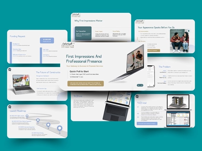 design academic, thesis or educational presentation slides with data visual