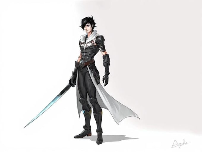 draw complete fantasy or sci fi concept character