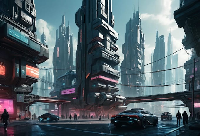 Do futuristic cyberpunk city and sci fi concept art by Kaziorrison | Fiverr