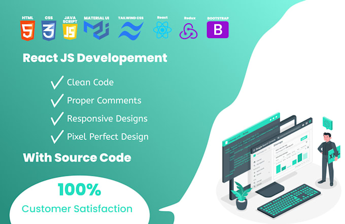 build, rebuild website development as front end development in react js