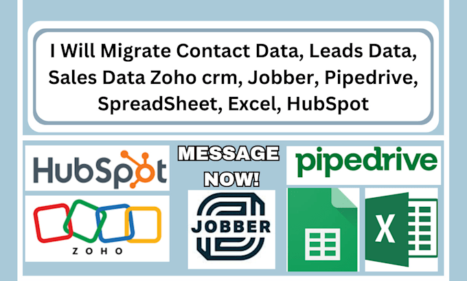 migrate contact data lead data sales data zoho jobber spreadsheet excel hubspot