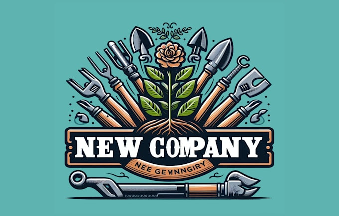 design gardening tools logo bonus free editible file