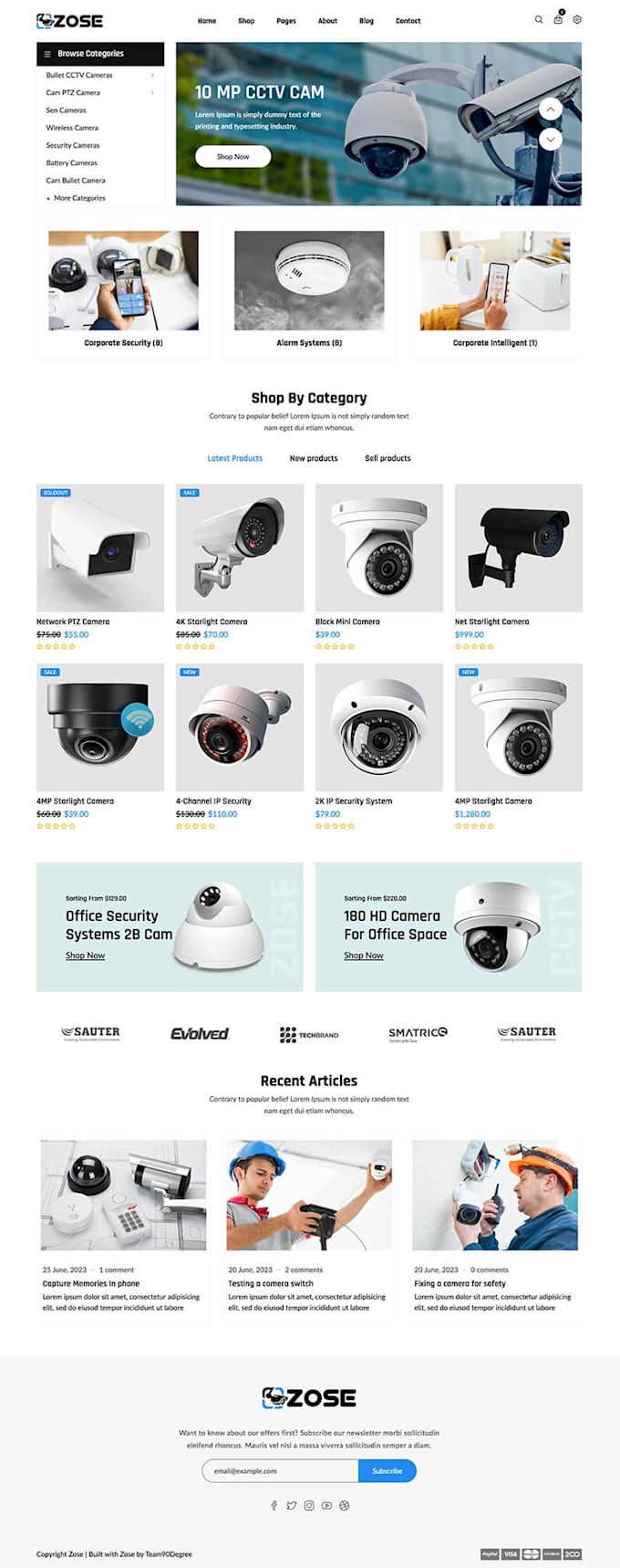 design home security shopify store cctv camera drone website photography website