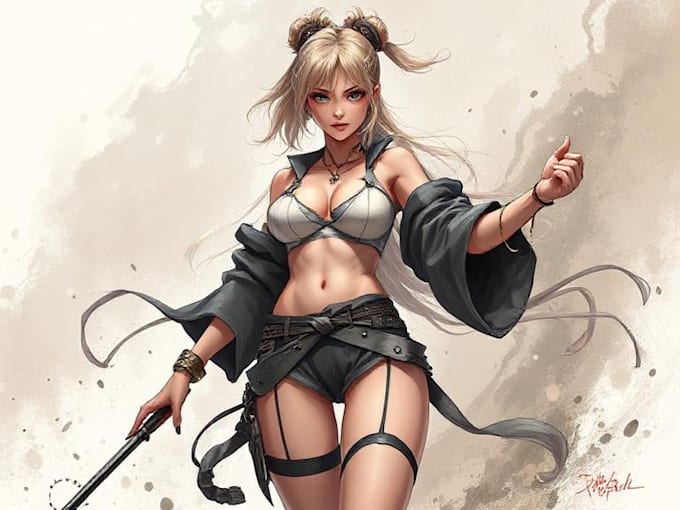 create your character drawing with semi realist style