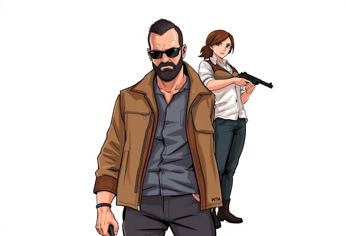 draw game style and gta character illustration for you