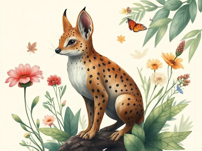 do digital illustrations of animals and botanic