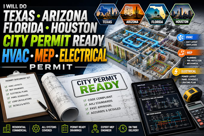 do texas arizona florida houston city permit ready hvac mep electrical permit