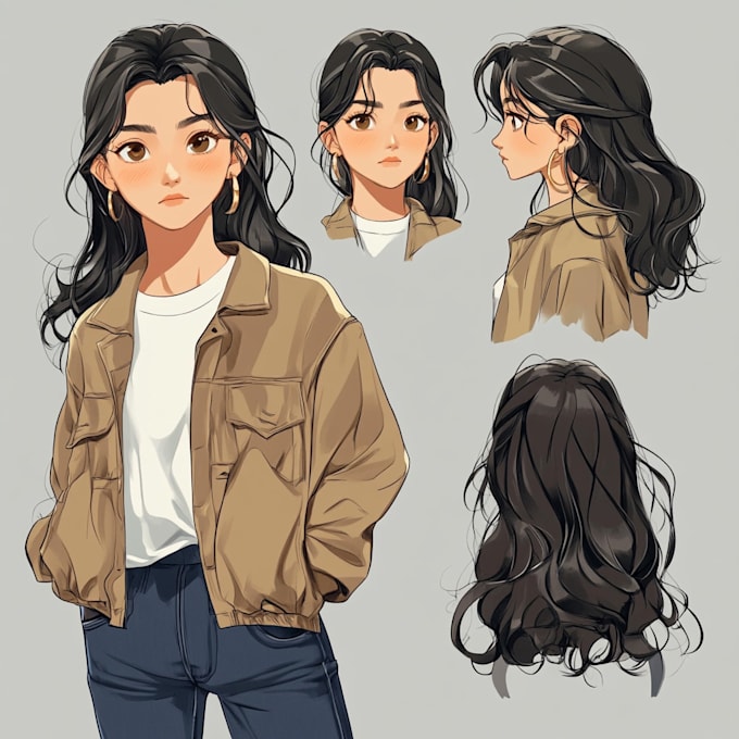 create original anime character sheet or reference for