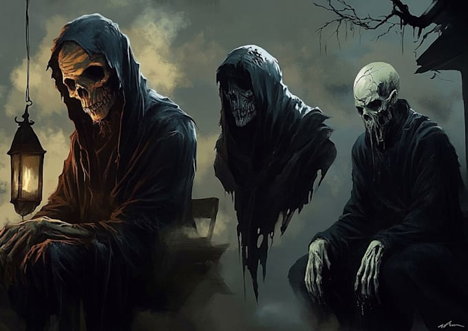 freehand draw dark art, horror and brutal illustration