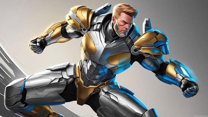 draw hero, mecha, armor, character, concept art or artwork