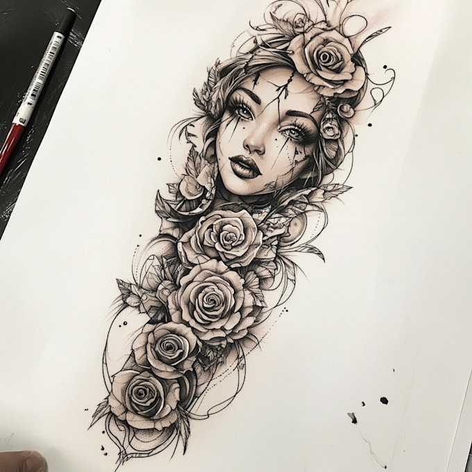 draw a attractive sleeve tattoo design