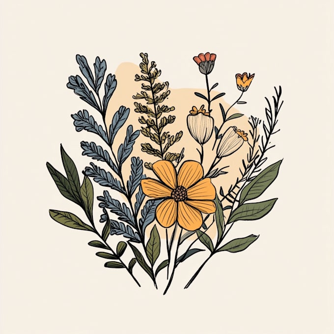 design elegant boho, hand drawn, botanical logo design