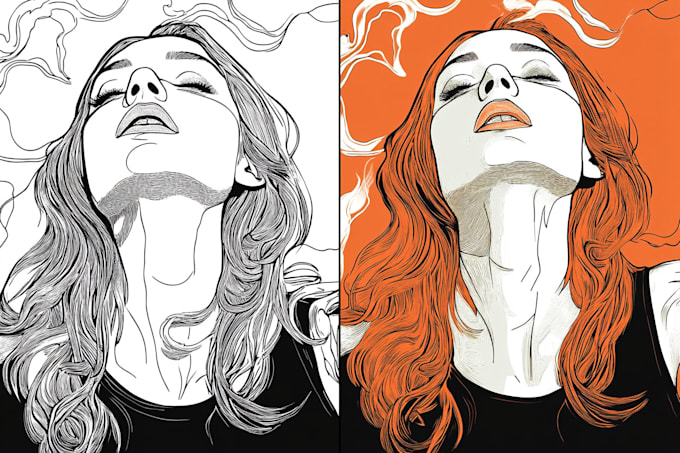 draw your portrait photo in linocut style
