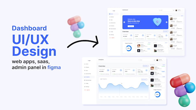 design dashboard UI UX for web apps, saas, admin panel in figma