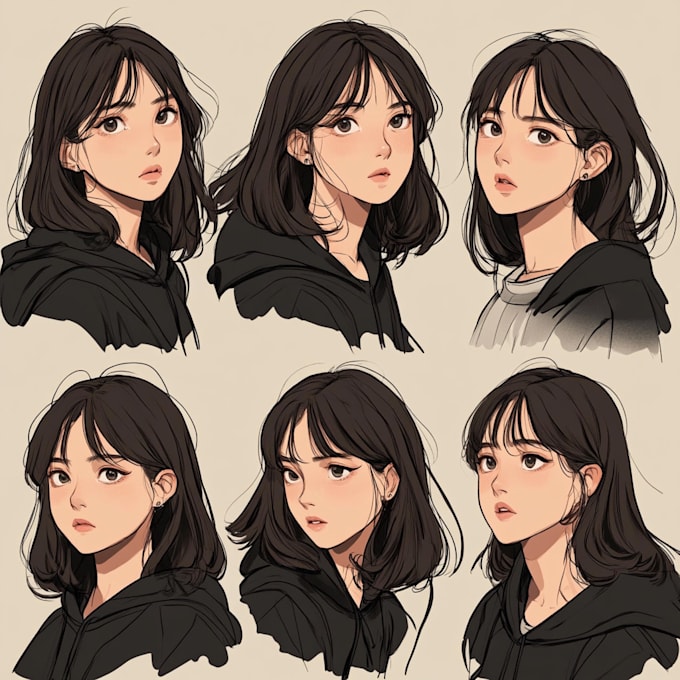 Draw anime character sheet reference design for your avatar by Upnelur ...