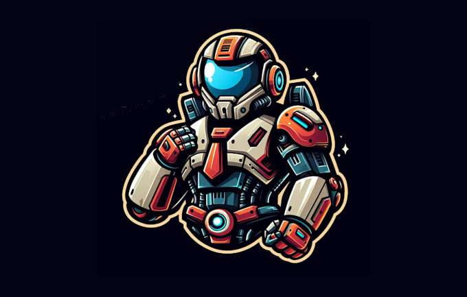 design  mecha robot  mascot  logo with express delivery