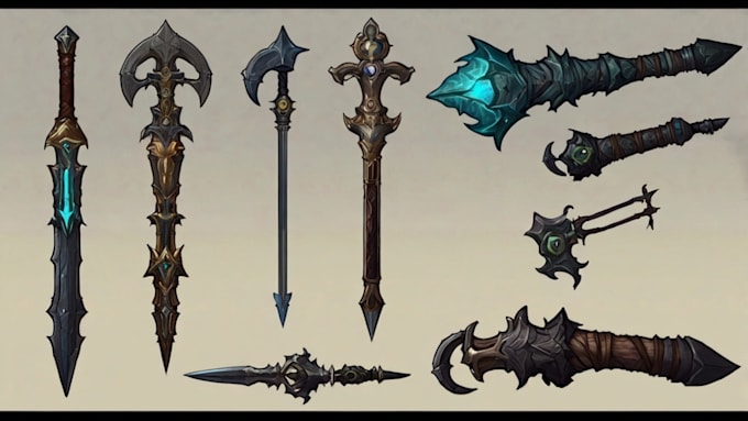 draw fantasy dnd weapon art for your game