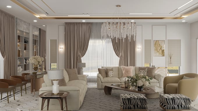 do livingroom, bedroom, kitchen interior design and 3d rendering