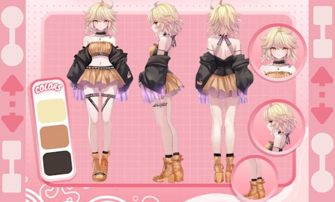 Draw character reference sheet for your vtuber anime style art ...