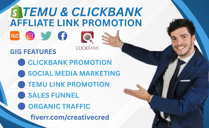 clickbank affiliate link promotion, affiliate link marketing, temu affiliate