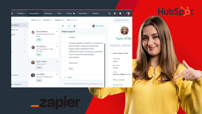 setup hubspot CRM chatspot, integrate chatflows live chat with zapier