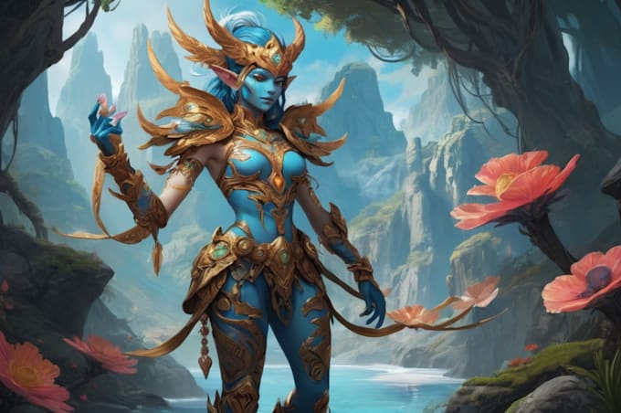 paint a character illustration in a fantasy world