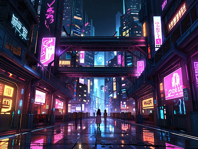 Make science fiction city, cyberpunk concept art illustration by ...
