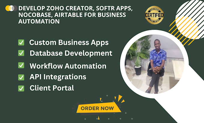 develop zoho creator, softr apps, nocobase, airtable for business automation