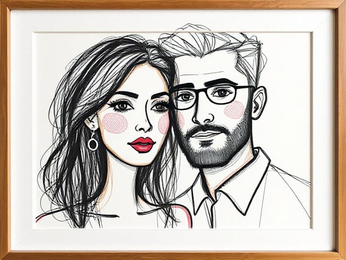 make scribble art, abstract line portrait