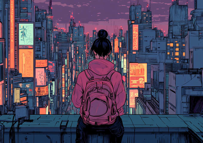 Design a cyberpunk futuristic city art by Charllake | Fiverr