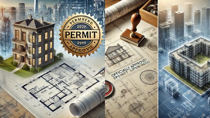 draw and stamp 2d floor plan blueprint for permit in the USA