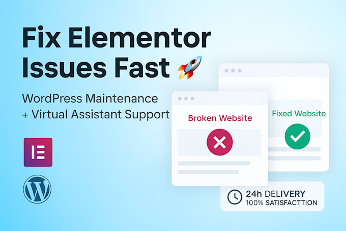 fix elementor issues provide wordpress maintenance and virtual assistant support
