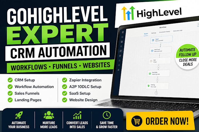 go high level automation workflow expert ghl landing page a2p 10dlc website va