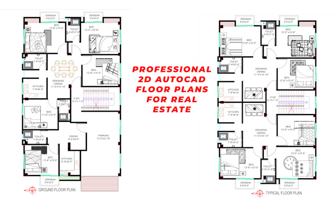 create professional 2d autocad floor plans for real estate listings
