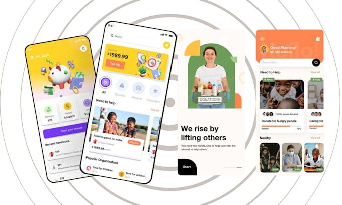 develop insurance app, fintech, donation app, loan payment app, crowdfunding app