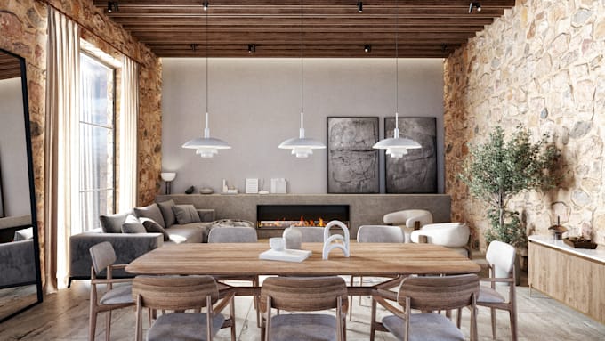 create 3d modeling and realistic rendering of interior