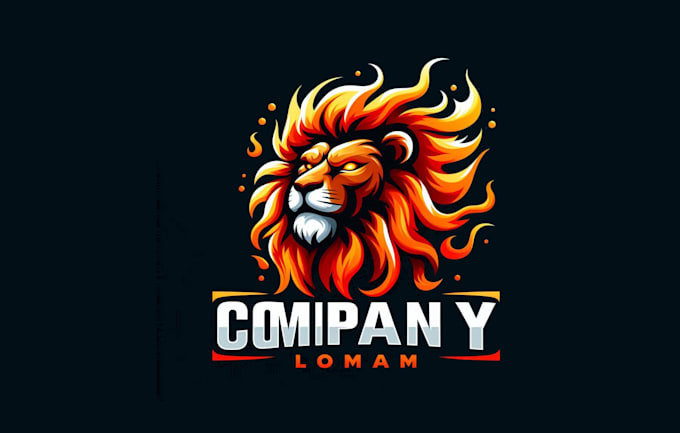 design flame lion mascot logo with express delivery