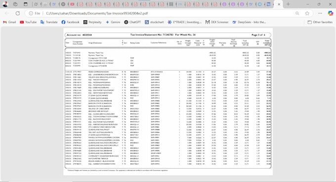 convert pdf or word to excel for financial reports, bank statement, tax invoices