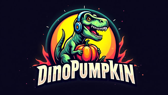 make unique dinosaur pumpkin logo with a free source file