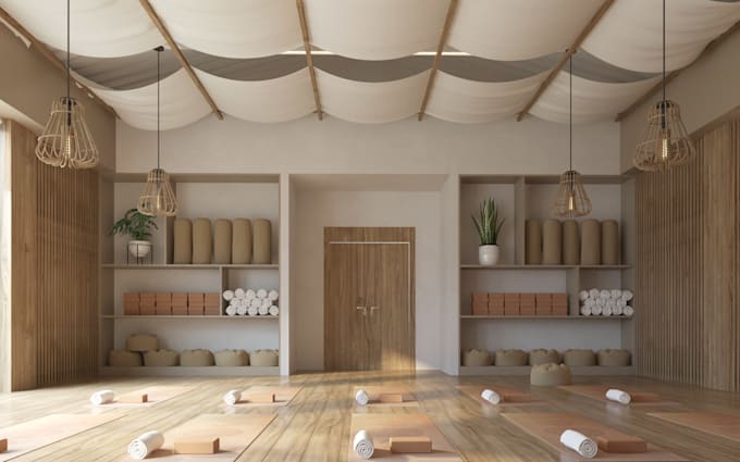 Design a high quality 3d yoga studio for wellness and fitness spaces by ...