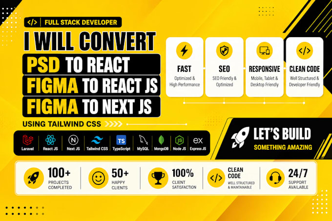 convert psd to react, figma to react js, figma to next js using tailwind css