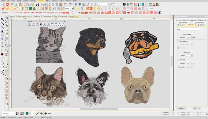 do expert image for dog, cat, pet, faces and full body embroidery digitizing